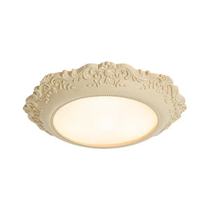 LightFixturesUSA-Decorative French Ivory Embossed LED Flush Mount Light-Ceiling Light-22.8 in-