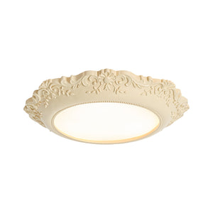 LightFixturesUSA-Decorative French Ivory Embossed LED Flush Mount Light-Ceiling Light-22.8 in-