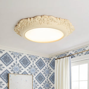 LightFixturesUSA-Decorative French Ivory Embossed LED Flush Mount Light-Ceiling Light-22.8 in-