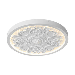 LightFixturesUSA - Decorative French White Medallion LED Flush Mount Light - Ceiling Light - White - 