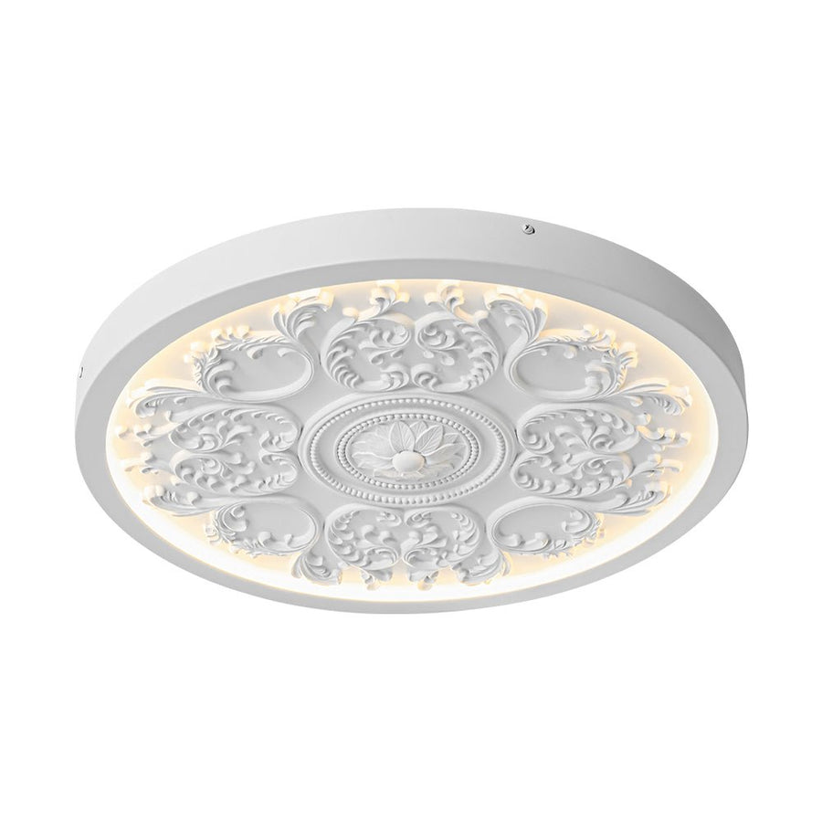 LightFixturesUSA - Decorative French White Medallion LED Flush Mount Light - Ceiling Light - White - 