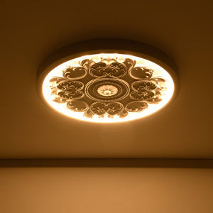 LightFixturesUSA - Decorative French White Medallion LED Flush Mount Light - Ceiling Light - White - 