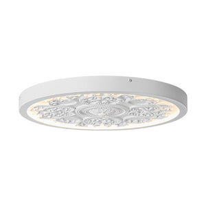 LightFixturesUSA - Decorative French White Medallion LED Flush Mount Light - Ceiling Light - White - 