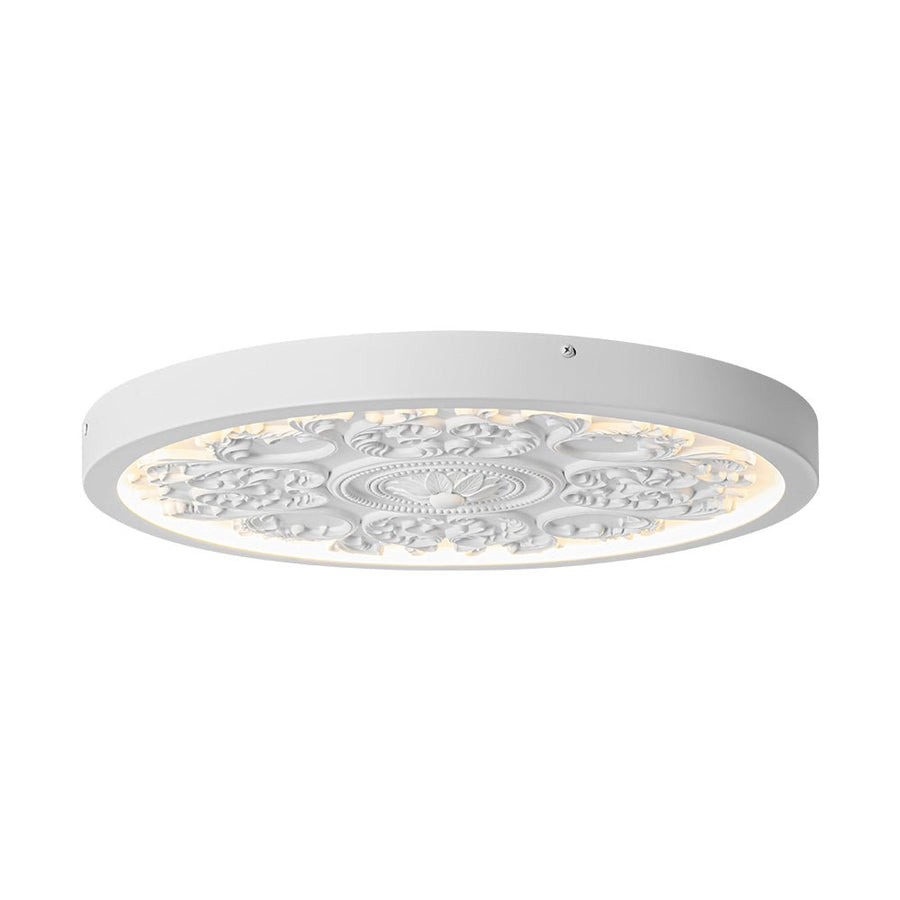 LightFixturesUSA - Decorative French White Medallion LED Flush Mount Light - Ceiling Light - White - 
