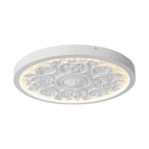 LightFixturesUSA - Decorative French White Medallion LED Flush Mount Light - Ceiling Light - White - 