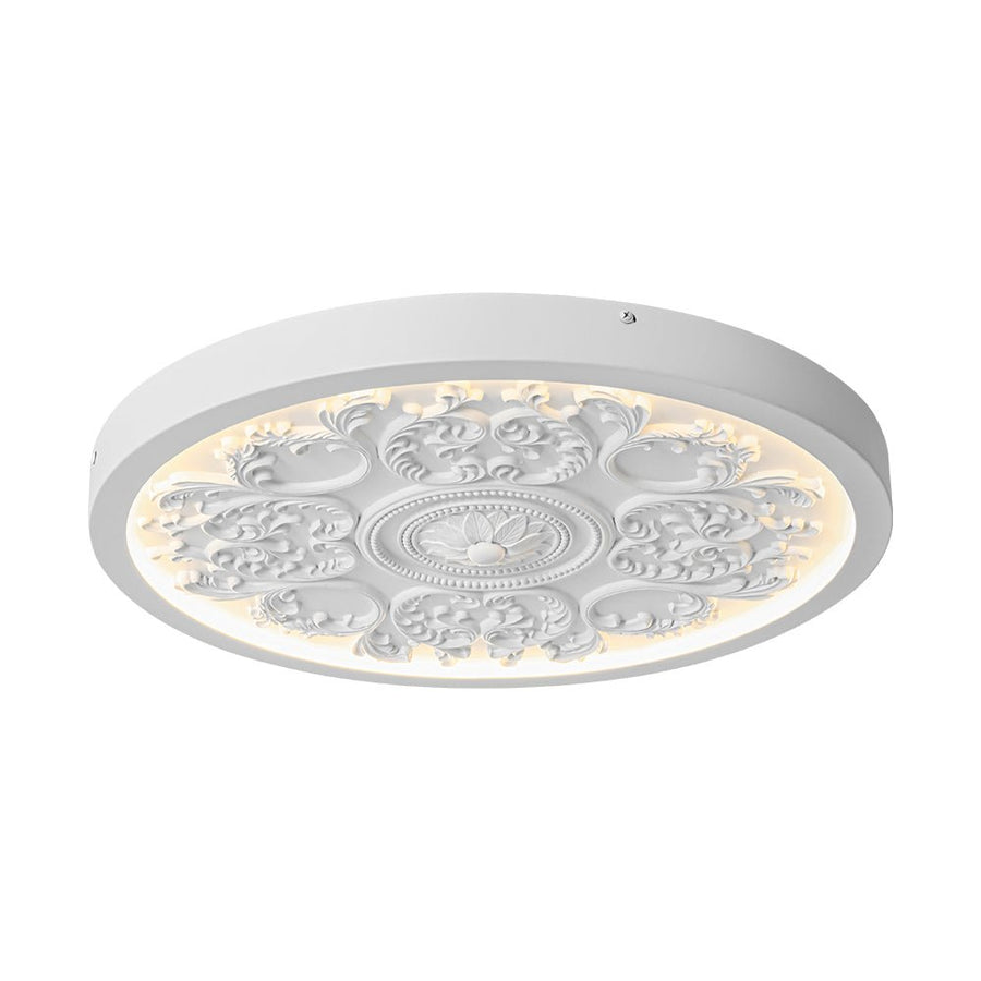 LightFixturesUSA - Decorative French White Medallion LED Flush Mount Light - Ceiling Light - White - 