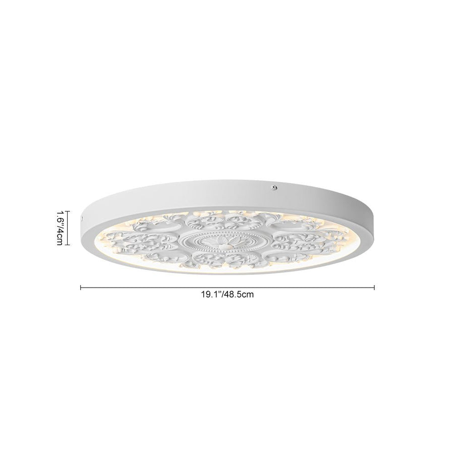 LightFixturesUSA - Decorative French White Medallion LED Flush Mount Light - Ceiling Light - White - 