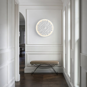 LightFixturesUSA - Decorative French White Medallion LED Flush Mount Light - Ceiling Light - White - 
