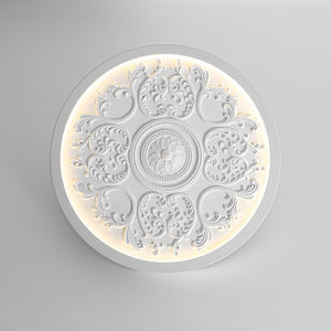 LightFixturesUSA - Decorative French White Medallion LED Flush Mount Light - Ceiling Light - White - 
