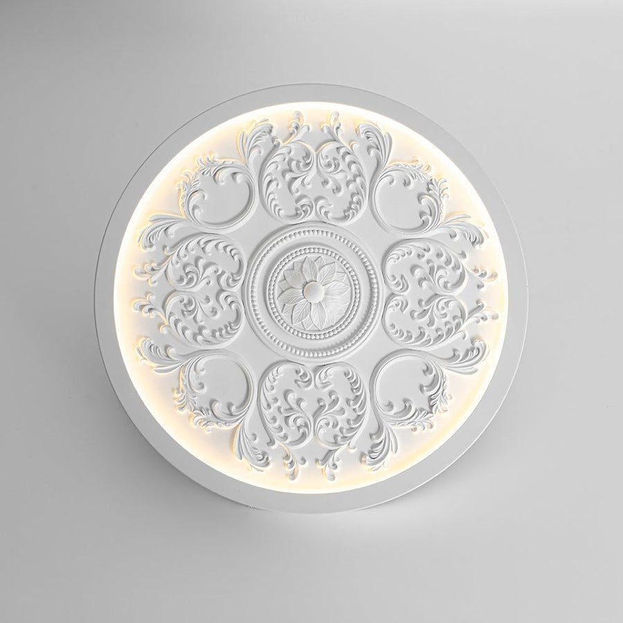 LightFixturesUSA - Decorative French White Medallion LED Flush Mount Light - Ceiling Light - White - 