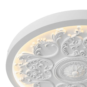 LightFixturesUSA - Decorative French White Medallion LED Flush Mount Light - Ceiling Light - White - 