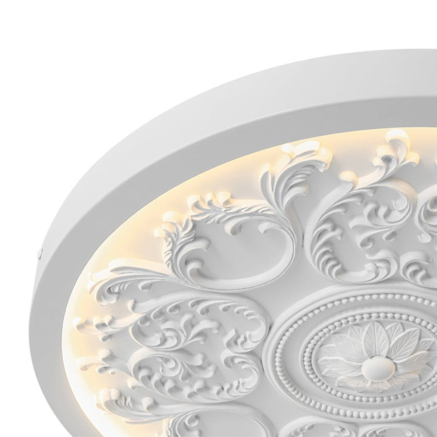 LightFixturesUSA - Decorative French White Medallion LED Flush Mount Light - Ceiling Light - White - 