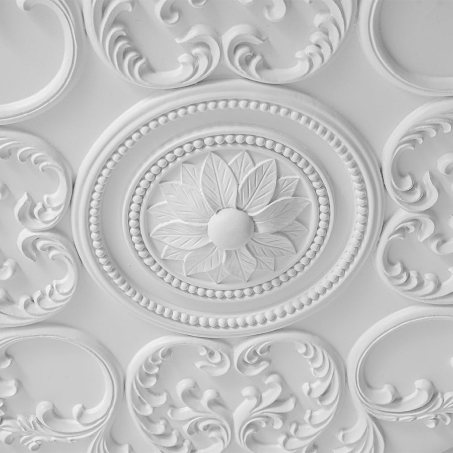 LightFixturesUSA - Decorative French White Medallion LED Flush Mount Light - Ceiling Light - White - 
