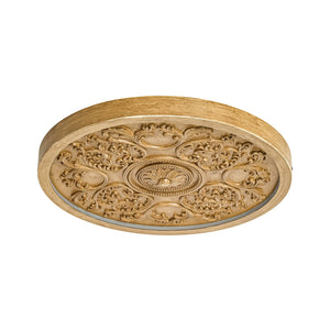 LightFixturesUSA-Decorative French White Medallion LED Flush Mount Light-Ceiling Light-Wood Grain-