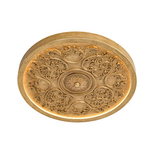 LightFixturesUSA-Decorative French White Medallion LED Flush Mount Light-Ceiling Light-Wood Grain-