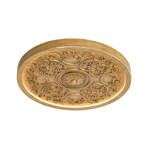 LightFixturesUSA-Decorative French White Medallion LED Flush Mount Light-Ceiling Light-Wood Grain-