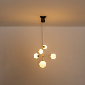 LightFixturesUSA-Designer 5-Light Tiered Opal Glass Globe Sputnik Chandelier-Chandelier-22 in-