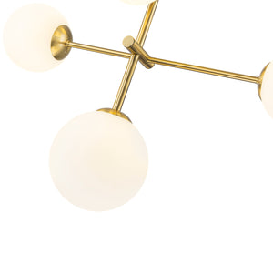 LightFixturesUSA-Designer 5-Light Tiered Opal Glass Globe Sputnik Chandelier-Chandelier-22 in-