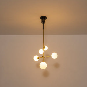 LightFixturesUSA-Designer 5-Light Tiered Opal Glass Globe Sputnik Chandelier-Chandelier-22 in-