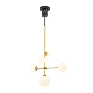 LightFixturesUSA-Designer 5-Light Tiered Opal Glass Globe Sputnik Chandelier-Chandelier-22 in-
