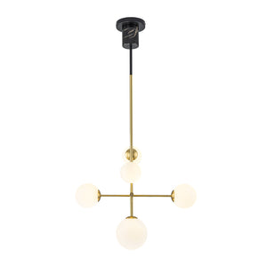 LightFixturesUSA-Designer 5-Light Tiered Opal Glass Globe Sputnik Chandelier-Chandelier-22 in-