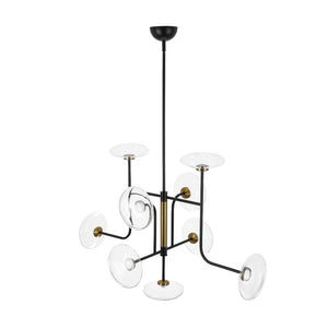 LightFixturesUSA - Designer 9 - light Glass Dimmable LED Linear Sputnik Chandelier - Chandelier - Black (Pre - Order) - 