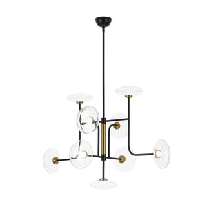 LightFixturesUSA - Designer 9 - light Glass Dimmable LED Linear Sputnik Chandelier - Chandelier - Black (Pre - Order) - 