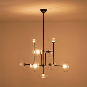 LightFixturesUSA - Designer 9 - light Glass Dimmable LED Linear Sputnik Chandelier - Chandelier - Black (Pre - Order) - 