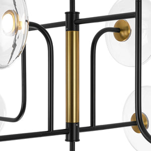 LightFixturesUSA - Designer 9 - light Glass Dimmable LED Linear Sputnik Chandelier - Chandelier - Black (Pre - Order) - 