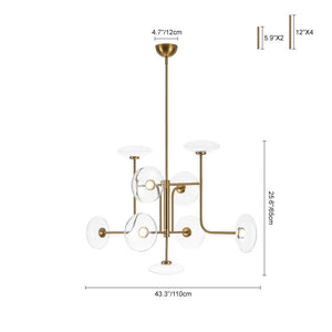 LightFixturesUSA - Designer 9 - light Glass Dimmable LED Linear Sputnik Chandelier - Chandelier - Black (Pre - Order) - 