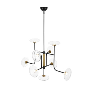 LightFixturesUSA - Designer 9 - light Glass Dimmable LED Linear Sputnik Chandelier - Chandelier - Black (Pre - Order) - 