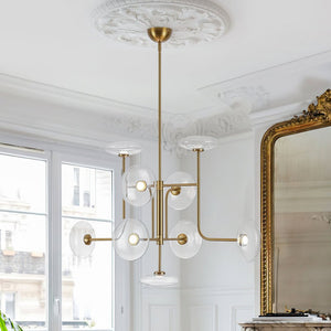 LightFixturesUSA - Designer 9 - light Glass Dimmable LED Linear Sputnik Chandelier - Chandelier - Brass (Pre - Order) - 