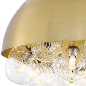 LightFixturesUSA - Designer Cluster Glass Globe Metal Dome Pendant Light - Chandelier - Brass - 