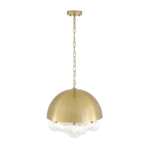 LightFixturesUSA - Designer Cluster Glass Globe Metal Dome Pendant Light - Chandelier - Brass - 