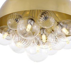 LightFixturesUSA - Designer Cluster Glass Globe Metal Dome Pendant Light - Chandelier - Brass - 