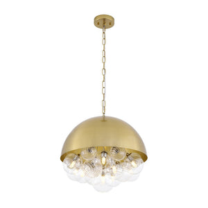 LightFixturesUSA - Designer Cluster Glass Globe Metal Dome Pendant Light - Chandelier - Brass - 