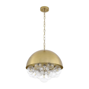 LightFixturesUSA - Designer Cluster Glass Globe Metal Dome Pendant Light - Chandelier - Brass - 
