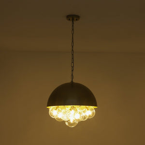 LightFixturesUSA - Designer Cluster Glass Globe Metal Dome Pendant Light - Chandelier - Brass - 