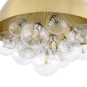 LightFixturesUSA - Designer Cluster Glass Globe Metal Dome Pendant Light - Chandelier - Brass - 