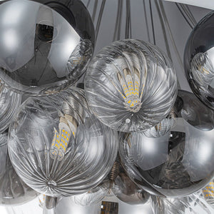 LightFixturesUSA - Designer Cluster Glass Globe Metal Dome Pendant Light - Chandelier - Chrome - 