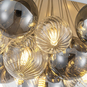 LightFixturesUSA - Designer Cluster Glass Globe Metal Dome Pendant Light - Chandelier - Chrome - 