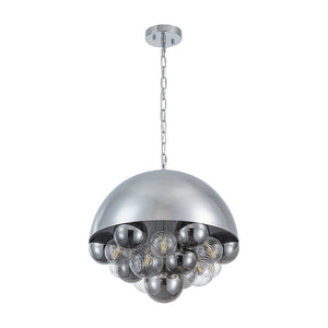 LightFixturesUSA - Designer Cluster Glass Globe Metal Dome Pendant Light - Chandelier - Chrome - 