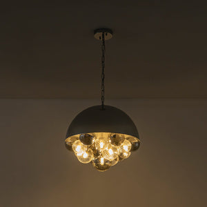 LightFixturesUSA - Designer Cluster Glass Globe Metal Dome Pendant Light - Chandelier - Chrome - 