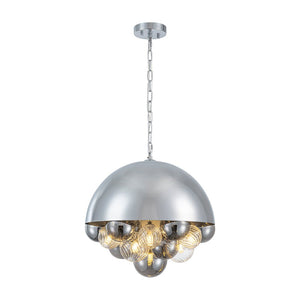 LightFixturesUSA - Designer Cluster Glass Globe Metal Dome Pendant Light - Chandelier - Chrome - 