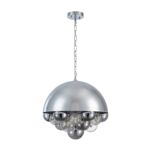 LightFixturesUSA - Designer Cluster Glass Globe Metal Dome Pendant Light - Chandelier - Chrome - 