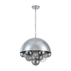 LightFixturesUSA - Designer Cluster Glass Globe Metal Dome Pendant Light - Chandelier - Chrome - 