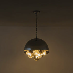 LightFixturesUSA - Designer Cluster Glass Globe Metal Dome Pendant Light - Chandelier - Chrome - 