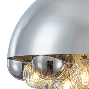 LightFixturesUSA - Designer Cluster Glass Globe Metal Dome Pendant Light - Chandelier - Chrome - 