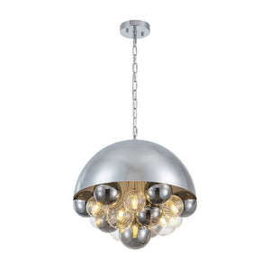 LightFixturesUSA - Designer Cluster Glass Globe Metal Dome Pendant Light - Chandelier - Chrome - 