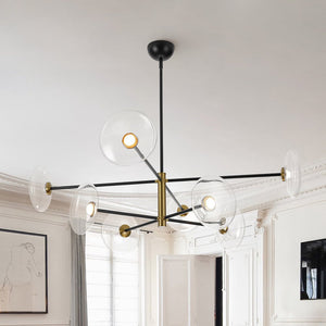 LightFixturesUSA - Designer Dimmable LED 8 - light Glass Tiered Sputnik Chandelier - Chandelier - Black (Pre - Order) - 